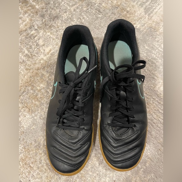 Nike Tiempo X Río III  Black & Turquoise Indoor Soccer Shoes Size 8.5 Futbol - Picture 9 of 10